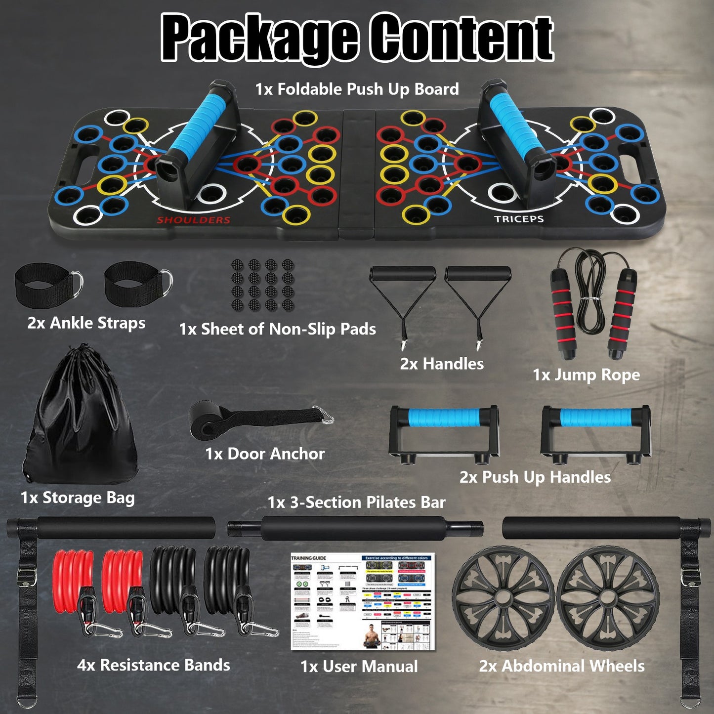 Push up board foldable compact storage