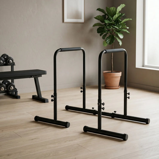 Dip station front view with adjustable height