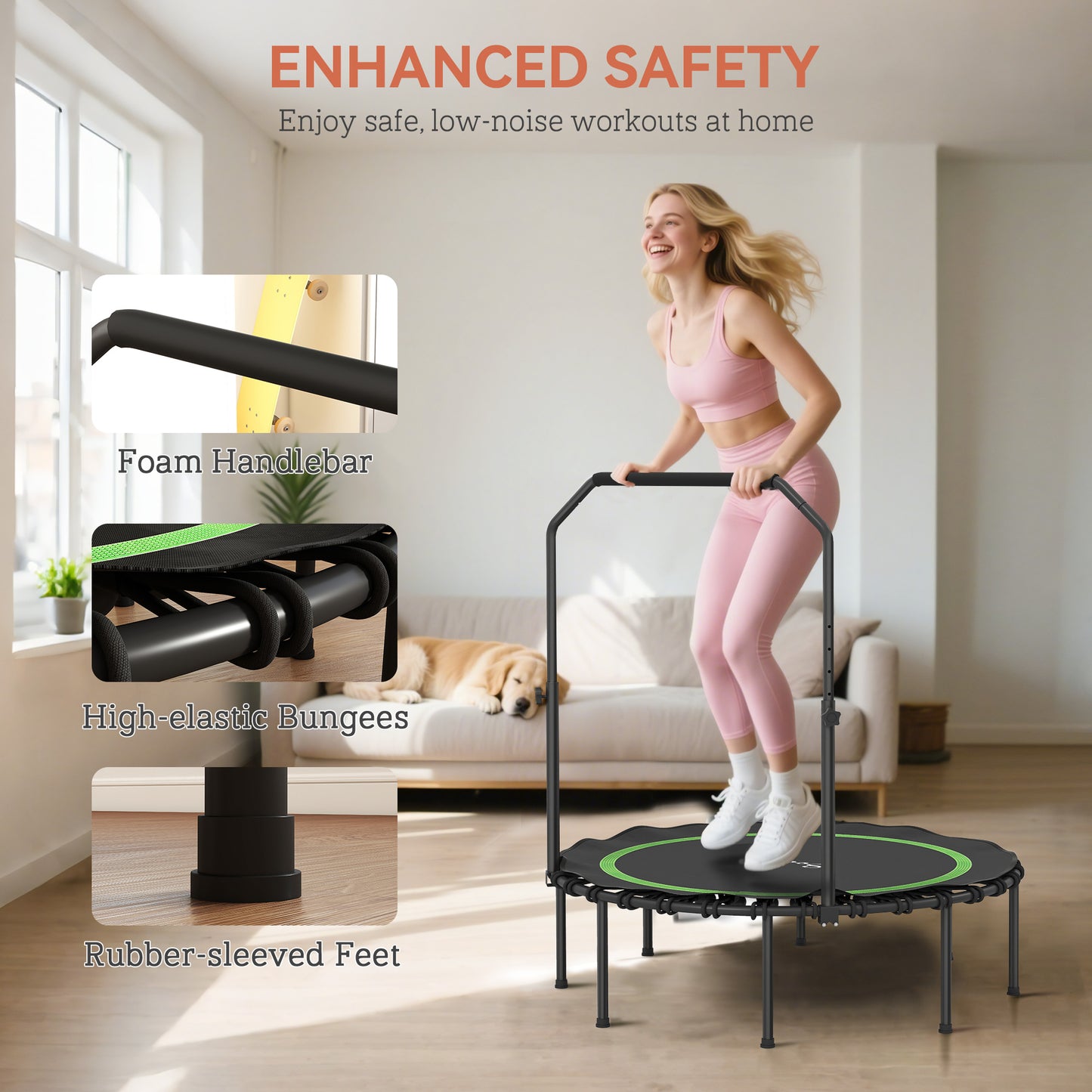 Fitness rebounder bouncing surface detail
