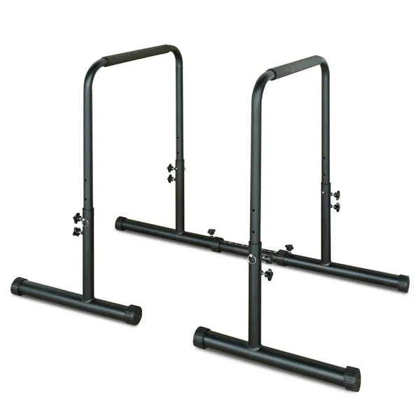 Adjustable power dip station for home strength training