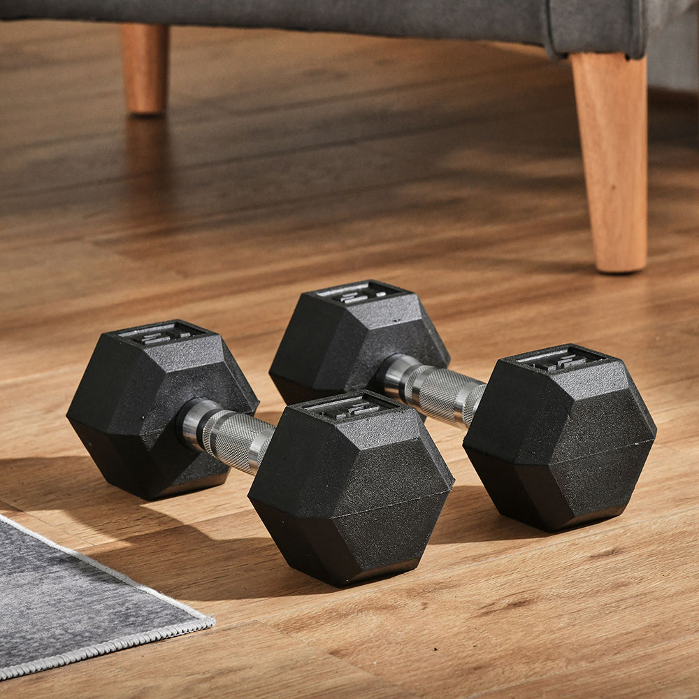 Hex dumbbell flat sides anti-roll design