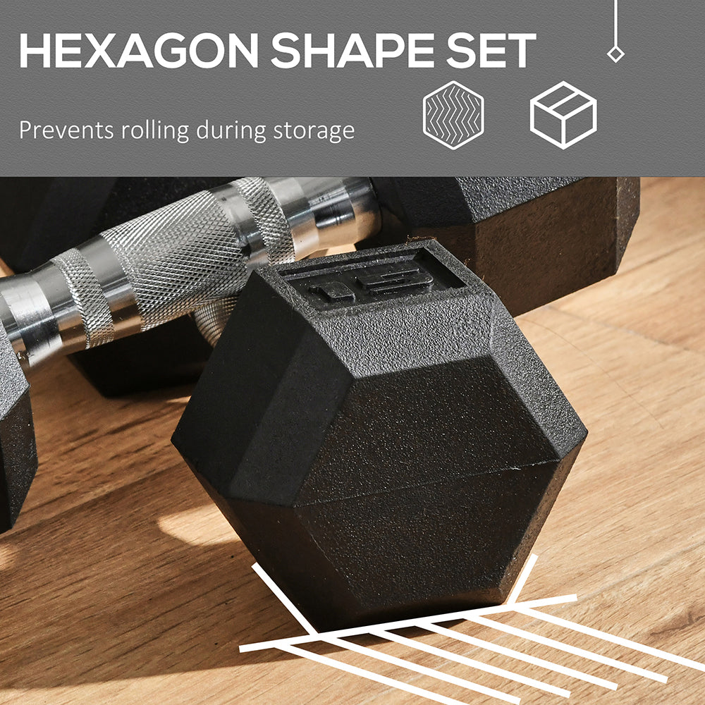 Hex dumbbell textured grip handle
