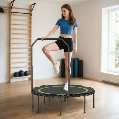 Fitness trampoline with stability handle
